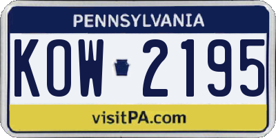 PA license plate KOW2195