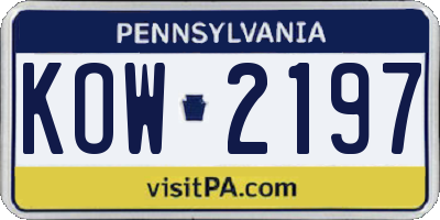 PA license plate KOW2197
