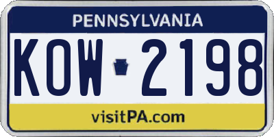 PA license plate KOW2198