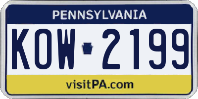 PA license plate KOW2199