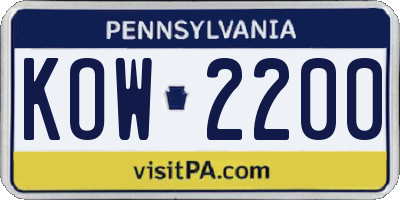 PA license plate KOW2200