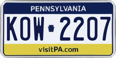 PA license plate KOW2207