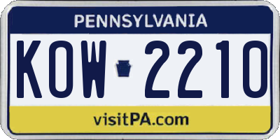 PA license plate KOW2210