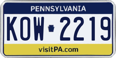 PA license plate KOW2219