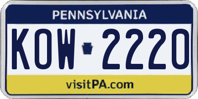 PA license plate KOW2220