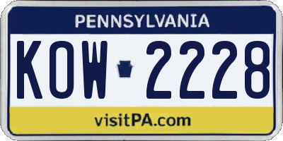 PA license plate KOW2228