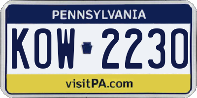PA license plate KOW2230