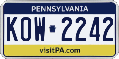 PA license plate KOW2242