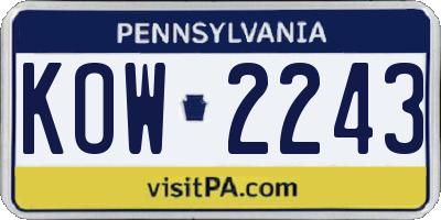 PA license plate KOW2243
