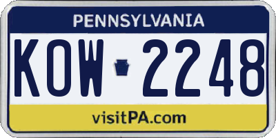 PA license plate KOW2248