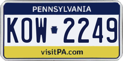 PA license plate KOW2249