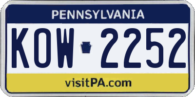 PA license plate KOW2252