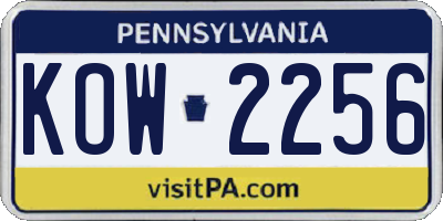 PA license plate KOW2256