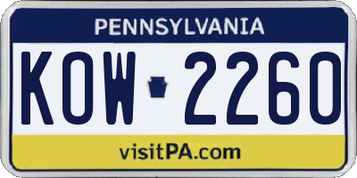 PA license plate KOW2260