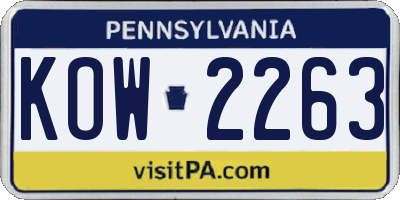 PA license plate KOW2263