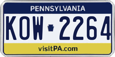 PA license plate KOW2264