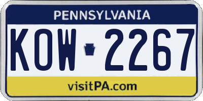 PA license plate KOW2267