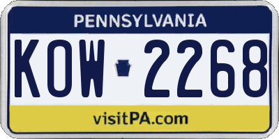 PA license plate KOW2268