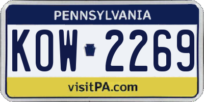 PA license plate KOW2269