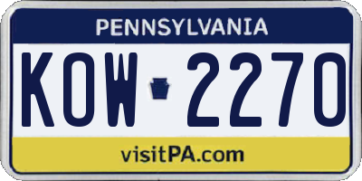 PA license plate KOW2270
