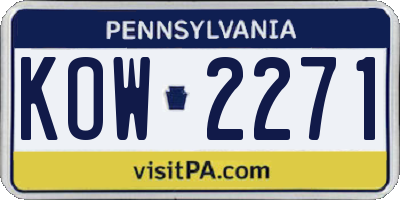 PA license plate KOW2271