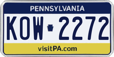 PA license plate KOW2272