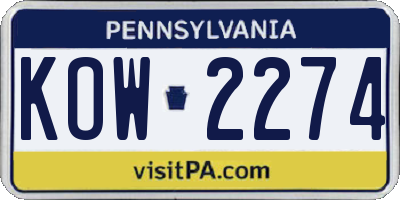 PA license plate KOW2274