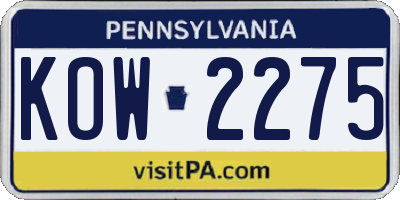 PA license plate KOW2275