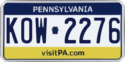 PA license plate KOW2276