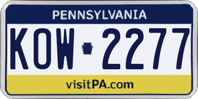 PA license plate KOW2277