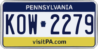 PA license plate KOW2279