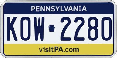 PA license plate KOW2280