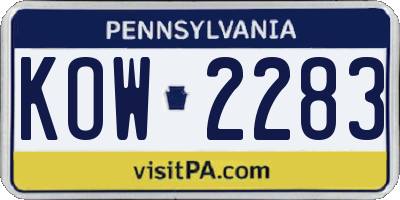 PA license plate KOW2283