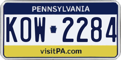 PA license plate KOW2284