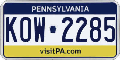 PA license plate KOW2285