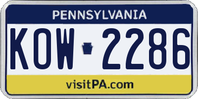 PA license plate KOW2286