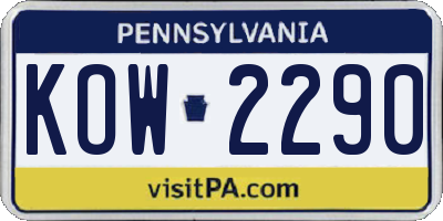 PA license plate KOW2290