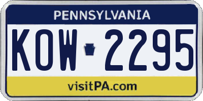 PA license plate KOW2295
