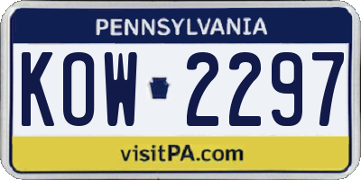 PA license plate KOW2297