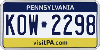PA license plate KOW2298