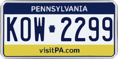 PA license plate KOW2299