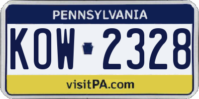 PA license plate KOW2328