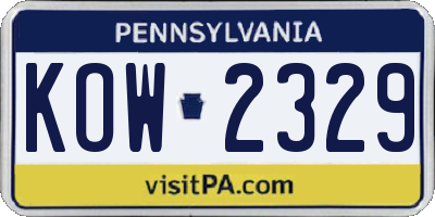 PA license plate KOW2329