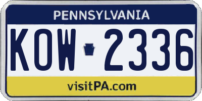 PA license plate KOW2336