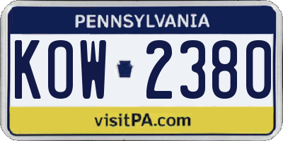 PA license plate KOW2380