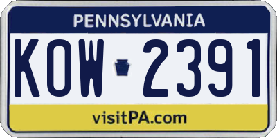 PA license plate KOW2391