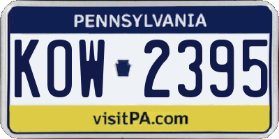 PA license plate KOW2395