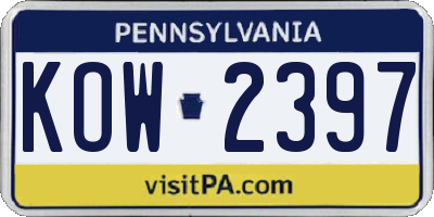 PA license plate KOW2397