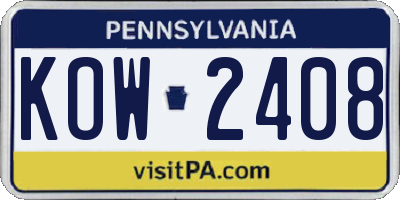 PA license plate KOW2408