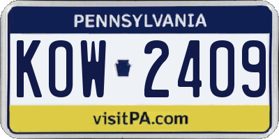 PA license plate KOW2409